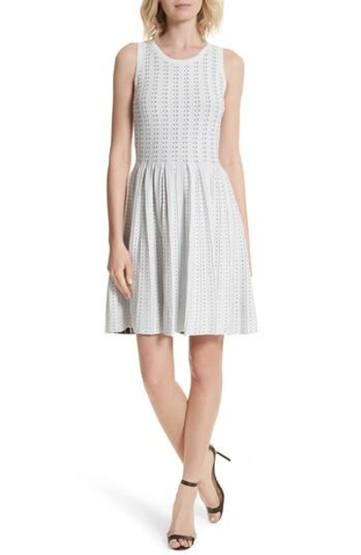 Milly Dot Pleat Fit & Flare Dress In White/ Black