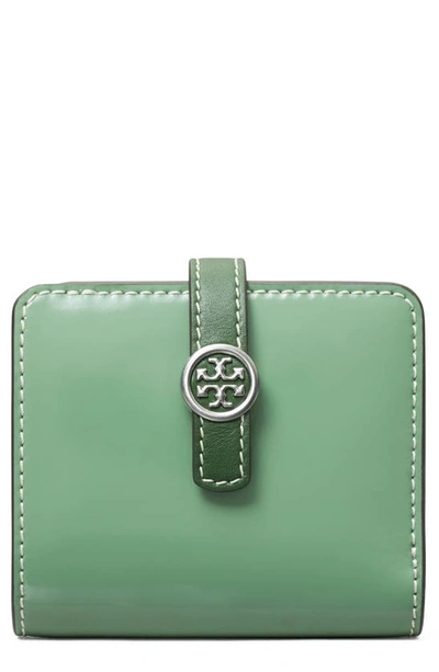 Tory Burch Mini Robinson Spazzaloto Leather Wallet In Patina