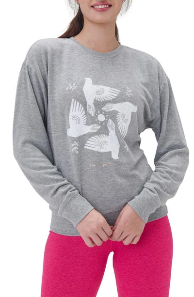Spiritual Gangster Dove Savasana Relaxed Fit Graphic Sweatshirt In Heather Grey