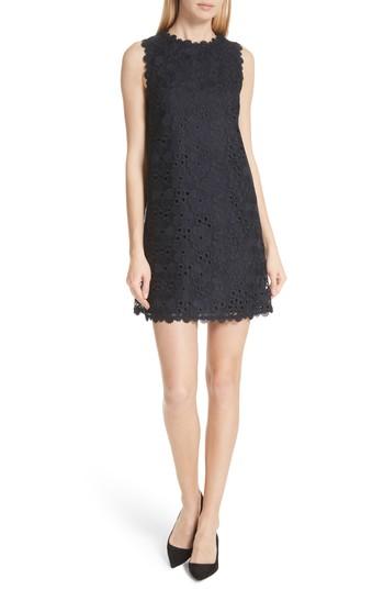 navy lace shift dress