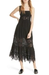 Free People Caught Your Eye Lace-panelled Dress In Black