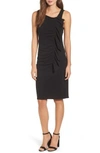 Bobeau French Terry Ruffle Front Dress In Black