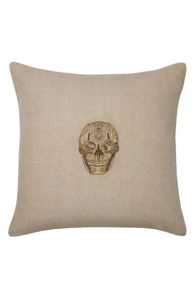 Sferra Skull Accent Pillow In Brown/ Gold