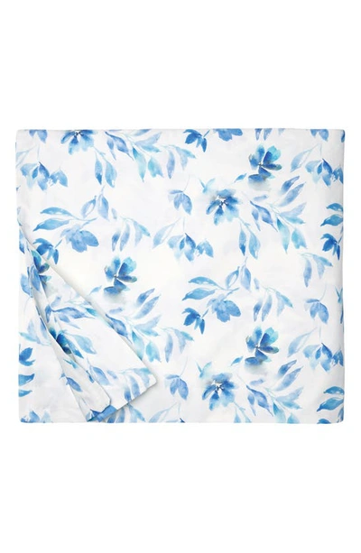 Sferra Procida Floral Cotton Percale Duvet Cover In Cobalt