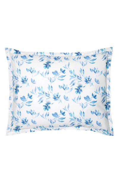 Sferra Procida Floral Cotton Sham In Cobalt