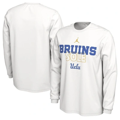 Jordan Brand White Ucla Bruins 2023 On Court Bench Long Sleeve T-shirt