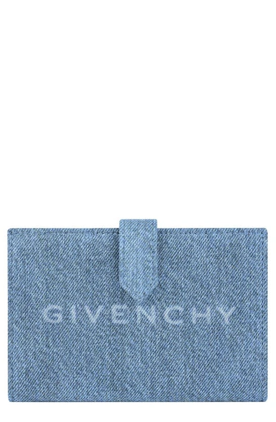 Givenchy Medium Logo Denim Bifold Wallet In Medium Blue