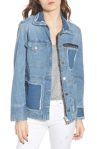 Zadig & Voltaire Kick Destroy Deconstructed Denim Jacket In Bleu