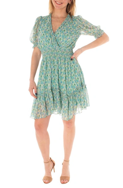 Taylor Dresses Patterned Smocked Dress In Capri Sea Orchid