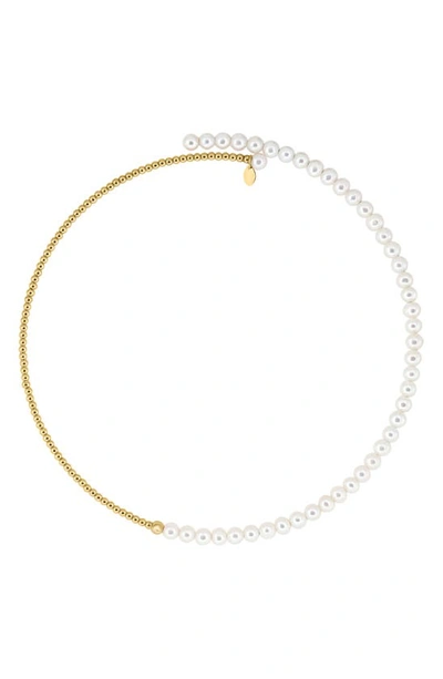 Effy 14k Yellow Gold 4.5mm Freshwater Pearl Beaded Choker Necklace In White