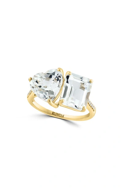 Effy 14k Yellow Gold White Topaz & Diamond Ring
