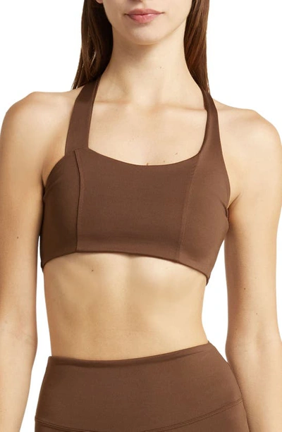 Solely Fit Crisscross Contouring Sports Bra In Espresso