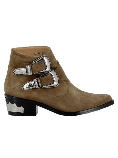 Toga Kakhi Suede Ankle Boots In Khaki