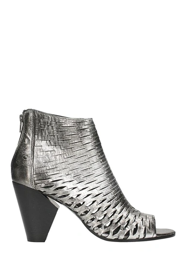 Strategia Open Toe Spritz Silver Leather Ankle Boots