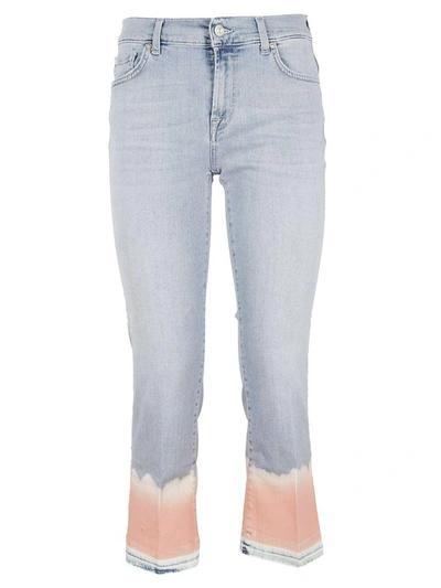 7 For All Mankind Cropped Unrolle Jeans In Coral
