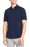 Theory Irving Short Sleeve Button-up Shirt In Eclipse