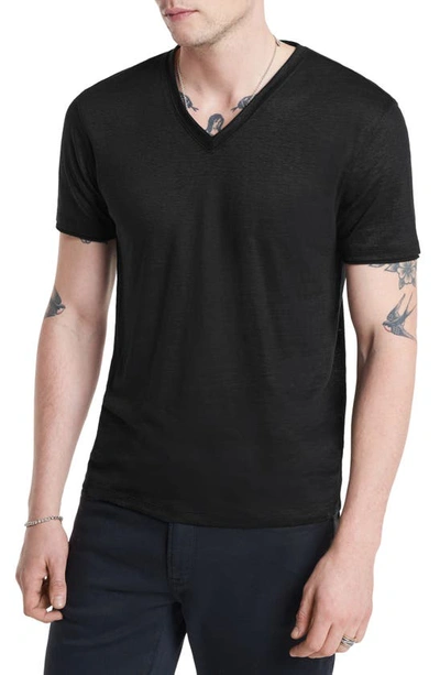 John Varvatos Astor Regular Fit Slub V-neck T-shirt In Black