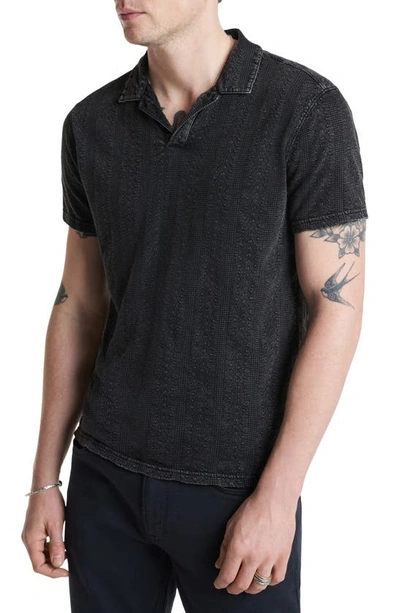 John Varvatos Zion Jacquard Cotton Polo In Black