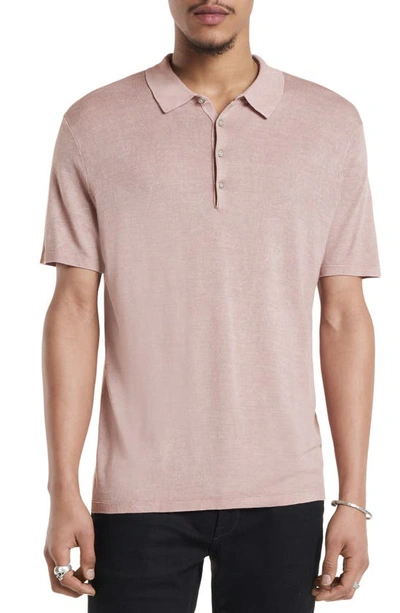 John Varvatos Chatham Regular Fit Textured Wool Blend Polo In Antique Pink