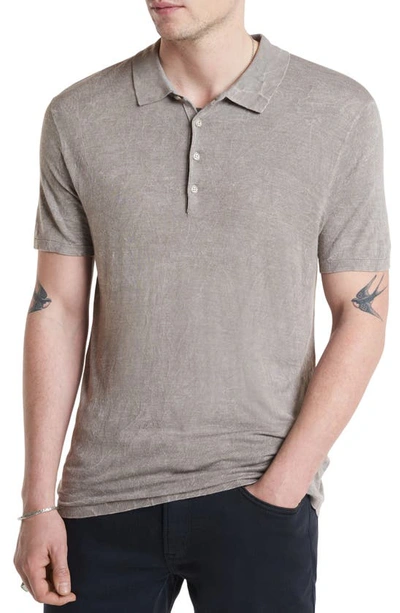 John Varvatos Chatham Regular Fit Textured Wool Blend Polo In Griffin Grey