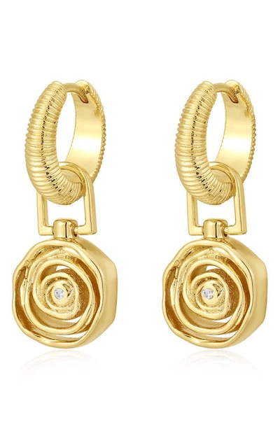 Luv Aj Rosette Charm Hoop Earrings In Gold