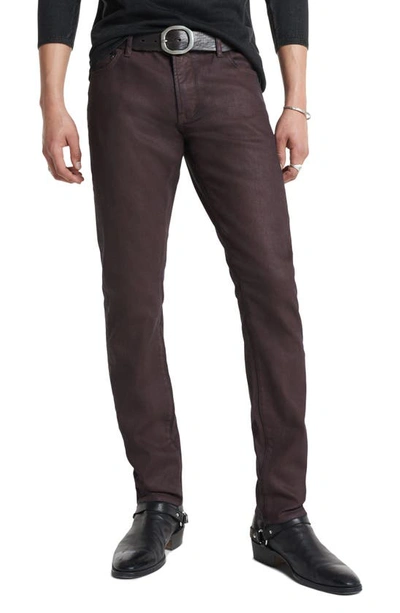 John Varvatos Coated Slim Fit Jeans In Mulberry