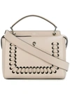 Fendi Dotcom Whipstitched Leather Bag In Neutrals