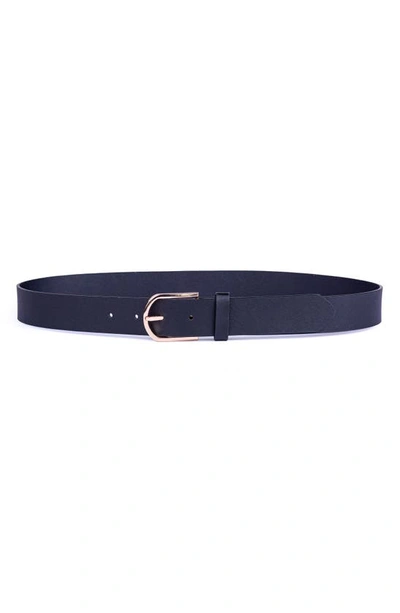 Linea Pelle Saffiano Textured Belt In Black