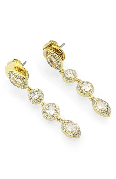 Covet Halo Cz Statement Drop Earrings In Gold