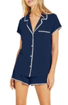 Eberjey + Net Sustain Frida Whipstitched Stretch-modal Jersey Pajama Set In Navy/ivory