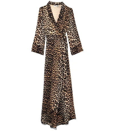 Ganni Fairfax Georgette Wrap Dress In Leopard In Print