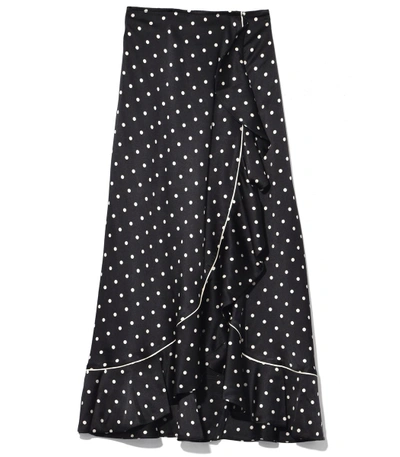 Ganni Dufort Silk Skirt In Black In Print