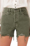 Free People We The Free Makai Ripped Cutoff Denim Shorts In Army