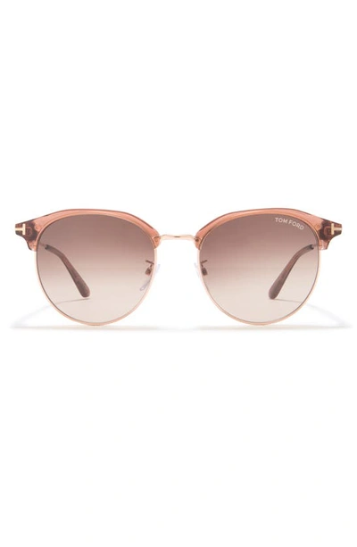 Tom Ford 55mm Gradient Round Sunglasses In Light Brown / Gradient Brown