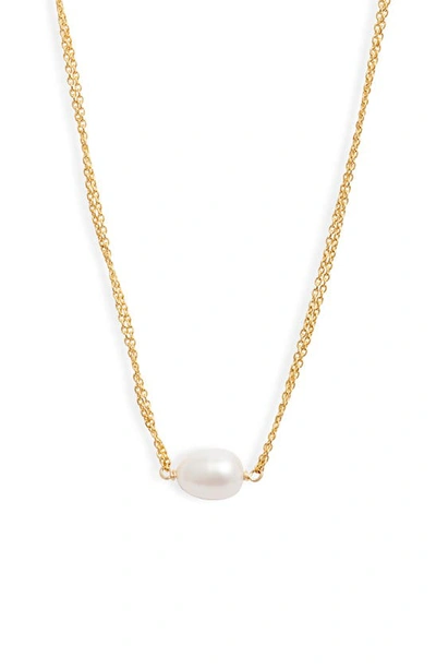 Poppy Finch Double Chain Oval Pearl Necklace In 14kyg
