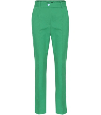 Dolce & Gabbana Cropped Cotton-blend Trousers In Verde Lrillaete