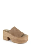 Candies Ophelia Platform Slide Sandal In Taupe Suede