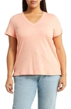 Caslon Short Sleeve V-neck T-shirt In Coral Pink