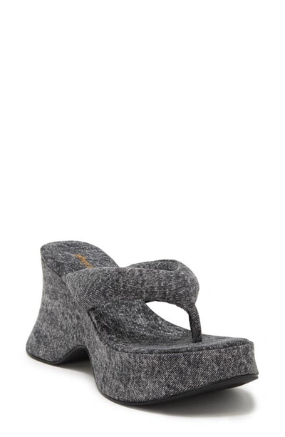 Jeffrey Campbell Drippi Platform Flip Flop In Black Denim ModeSens