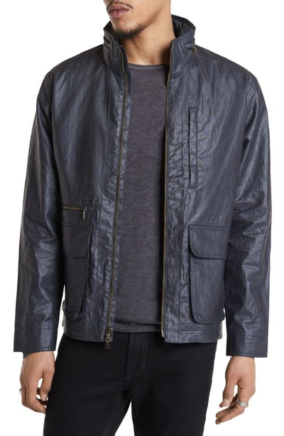 John Varvatos Irving Zip-up Linen Jacket In Dark Navy