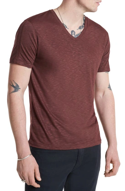 John Varvatos Astor Regular Fit Slub V-neck T-shirt In Pruce