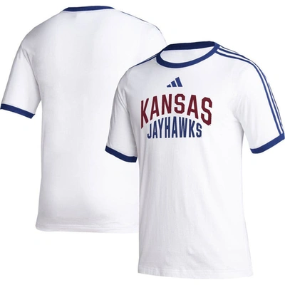 Adidas Originals Adidas White Kansas Jayhawks Arch T-shirt