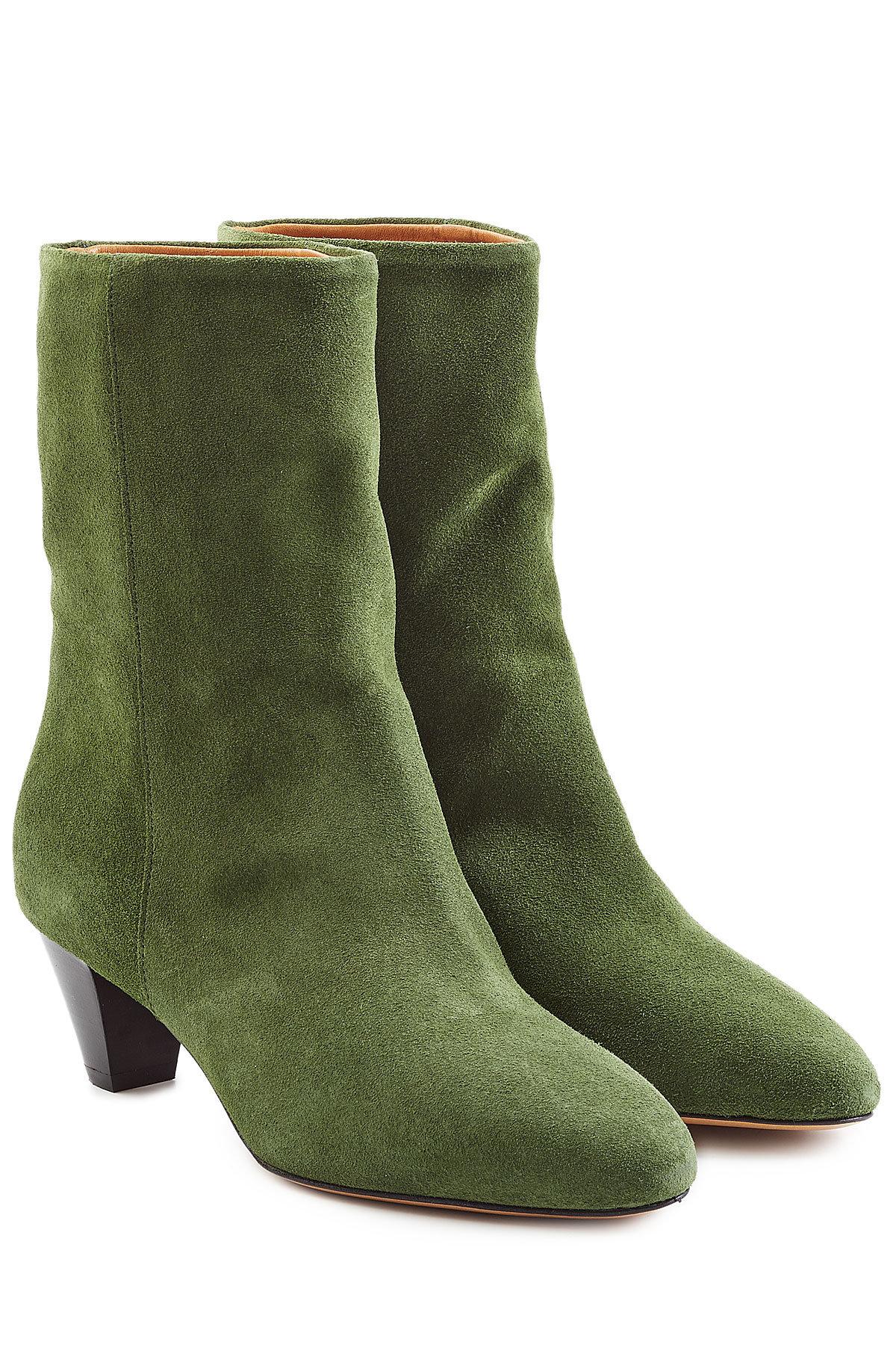 green suede ankle boots