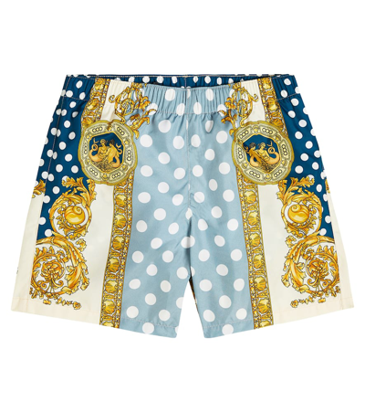 Versace Kids' Barocco 印花泳裤 In Multicoloured