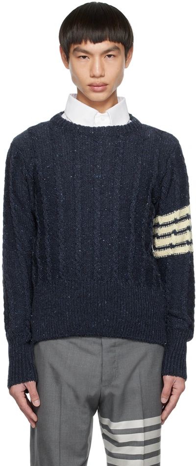Thom Browne Cable-knit Wool And Mohair Sweater In Blue