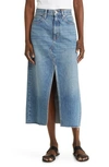 Slvrlake Denim Raw Hem Midi Skirt In Fair Game
