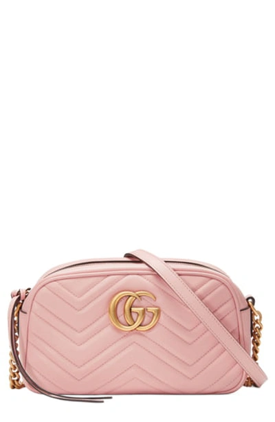 Gucci Small Gg 2.0 Matelasse Leather Camera Bag In Pink
