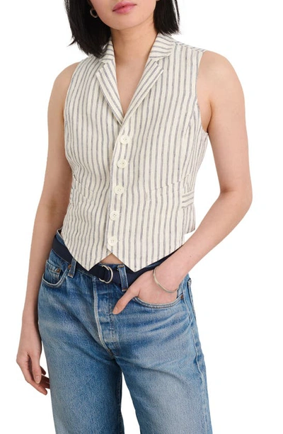 Alex Mill Mathilde Stripe Linen Vest In Navy Double Stripe