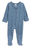 Nordstrom Babies' Print Zip Footie In Blue Del Mar Tiny Bugs