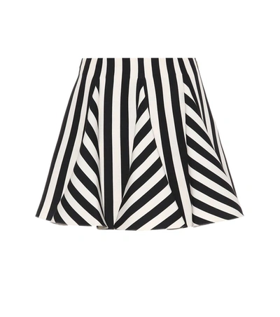 Valentino Striped Wool And Silk-blend Mini Skirt In Black